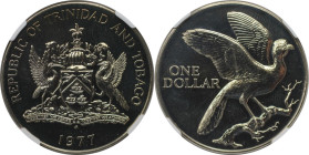 Weltmünzen und Medaillen, Trinidad und Tobago / Trinidad and Tobago. Cocrico Vogel. 1 Dollar 1977. Kupfer-Nickel. KM 34. NGC MS 68