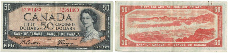 Banknoten, Kanada / Canada. 50 Dollars 1954. Pick 81a. II