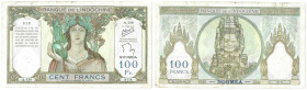 Banknoten, Neukaledonien / New Caledonia. Banque de l'Indochine. NOUMEA. 100 Francs ND (1937-1967). II-