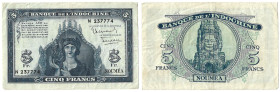 Banknoten, Neukaledonien / New Caledonia. Banque de l'Indochine. NOUMEA. 5 Francs ND (1943-1944). II