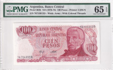 Argentina, 100 Pesos, 1976/1978, UNC, p302b

PMG 65 EPQ

Estimate: USD 20-40