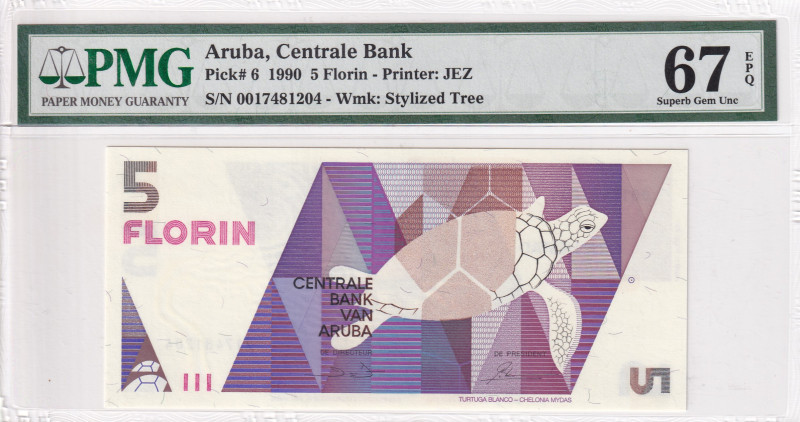 Aruba, 5 Florin, 1990, UNC, p6

PMG 67 EPQ, High condition 

Estimate: USD 7...