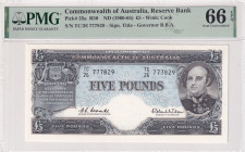 Australia, 5 Pounds, 1960/1965, UNC, p35a

PMG 66 EPQ

Estimate: USD 300-600