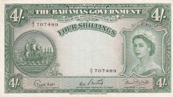 Bahamas, 4 Shillings, 1953, VF, p13b

Queen Elizabeth II Portrait, Light stained

Estimate: USD 50-100