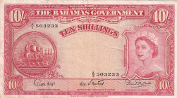 Bahamas, 10 Shillings, 1953, VF, p14b

Queen Elizabeth II Portrait, Stained

Estimate: USD 100-200