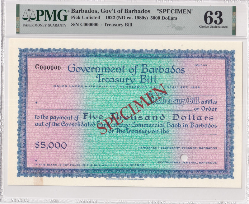 Barbados, 5.000 Dollars, 1980s, UNC, SPECIMEN

PMG 63

Estimate: USD 100-200