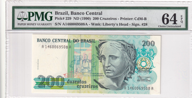 Brazil, 200 Cruzeiros, 1990, UNC, p229a

PMG 64 EPQ

Estimate: USD 25-50