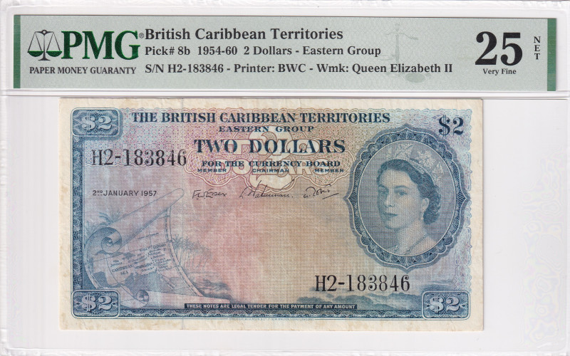 British Caribbean Territories, 2 Dollars, 1954/1960, VF, p8b

PMG 25 NET, Quee...