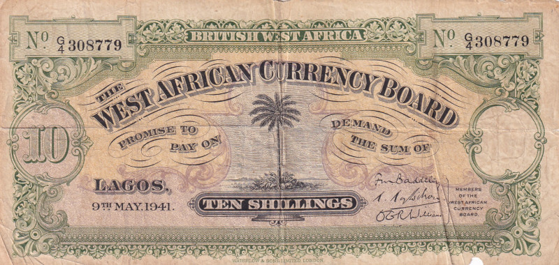 British West Africa, 10 Shillings, 1941, FINE, p7b

Split and separations on p...