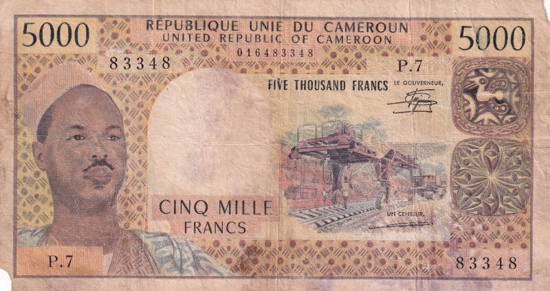 Cameroun, 5.000 Francs, 1974, FINE, p17c

Split, rips and stains

Estimate: ...