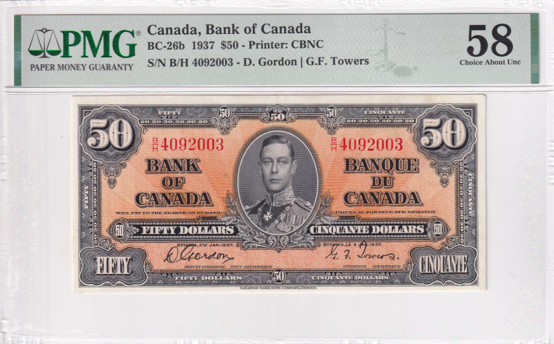 Canada, 50 Dollars, 1937, AUNC, p63b

PMG 58

Estimate: USD 400-800