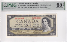 Canada, 20 Dollars, 1954, UNC, p80b

PMG 65 EPQ, Queen Elizabeth II Portrait

Estimate: USD 100-200