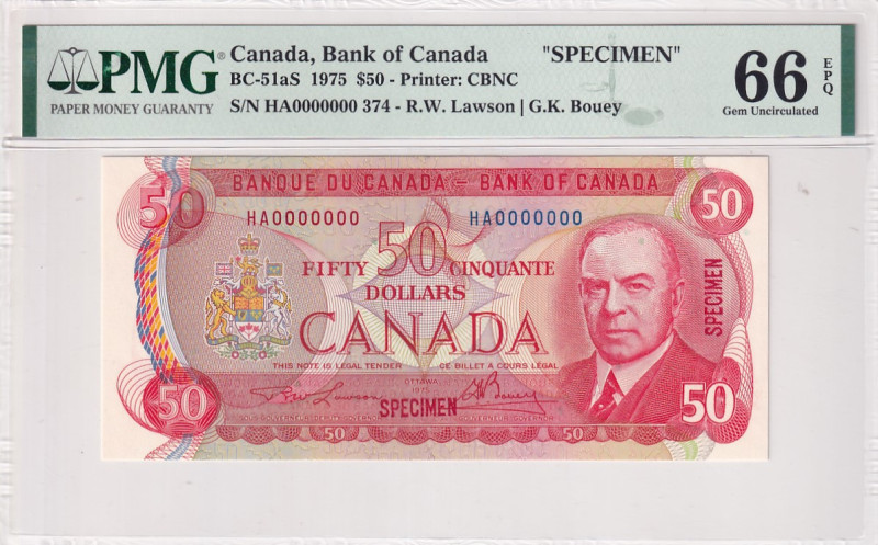 Canada, 50 Dollars, 1975, UNC, p90s, SPECIMEN

PMG 66 EPQ

Estimate: USD 600...