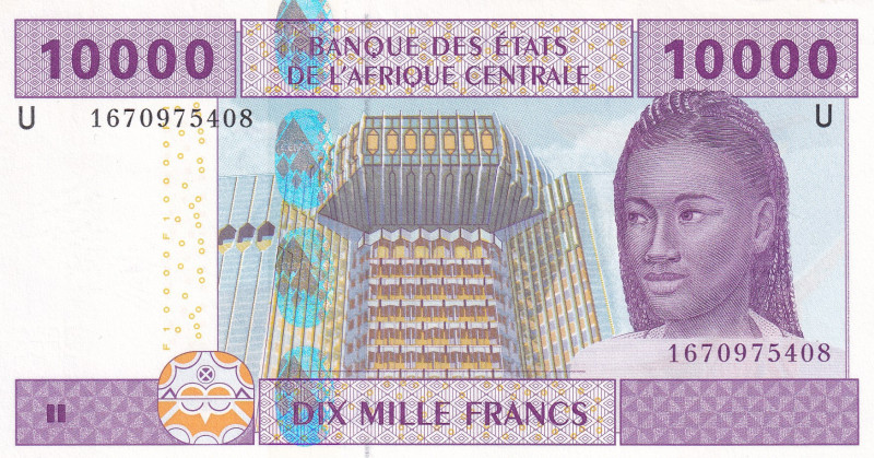 Central African States, 10.000 Francs, 2002, UNC, p210Ue

"U'' Cameroun

Est...