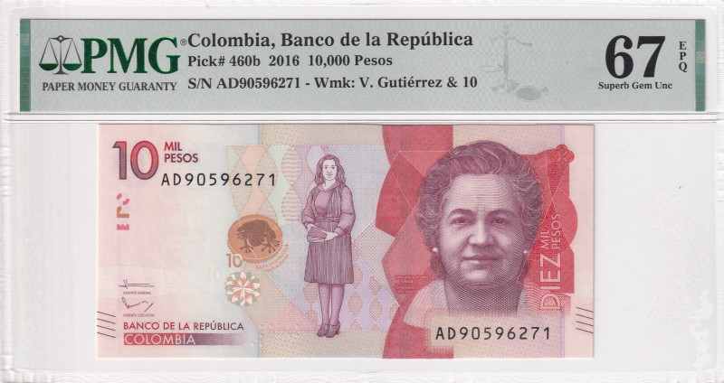 Colombia, 10.000 Pesos, 2016, UNC, p460b

PMG 67, High condition

Estimate: ...