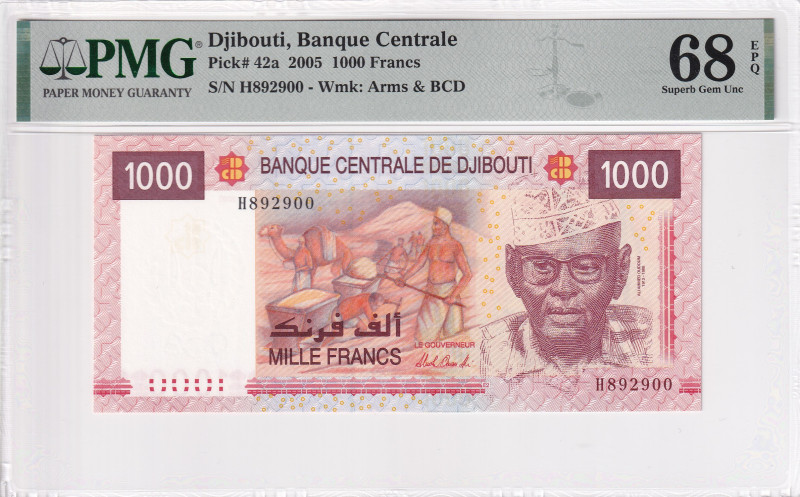 Djibouti, 1.000 Francs, 2005, UNC, p42a

PMG 68 EPQ, TOP POP

Estimate: USD ...