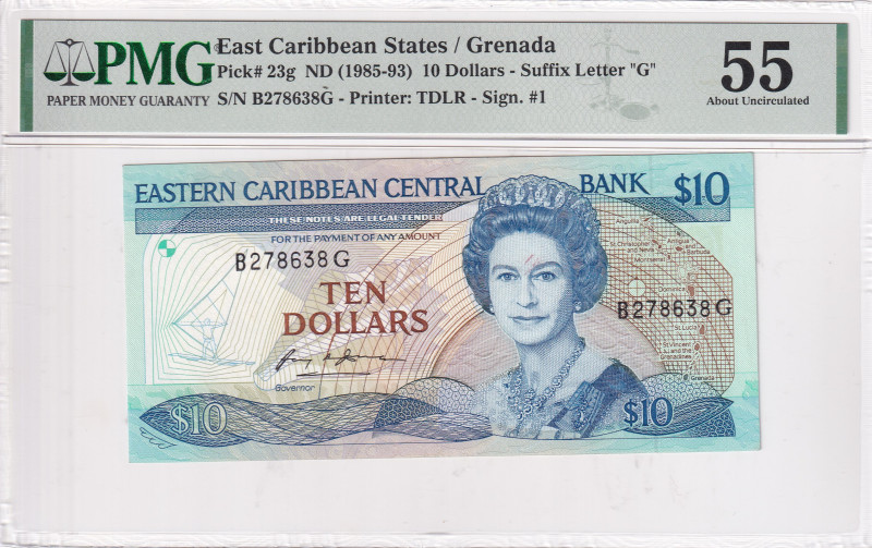 East Caribbean States, 10 Dollars, 1985/1993, AUNC, p23g

PMG 55, Queen Elizab...