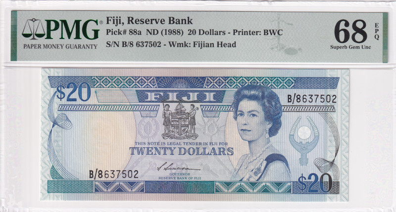 Fiji, 20 Dollars, 1988, UNC, p88a

PMG 68 EPQ, High Condition , Queen Elizabet...