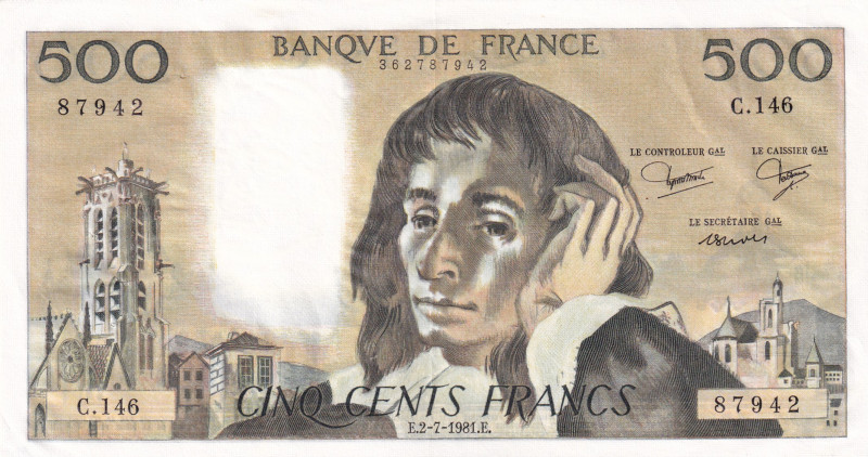 France, 500 Francs, 1981, AUNC, p156e

There are pinholes

Estimate: USD 20-...