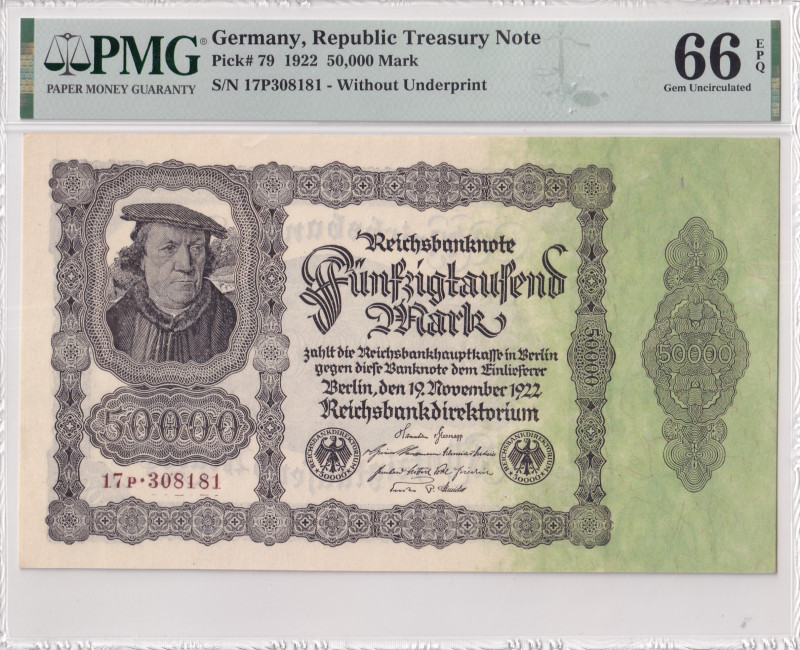 Germany, 50.000 Mark, 1922, UNC, p79a

PMG 66 EPQ

Estimate: USD 30-60