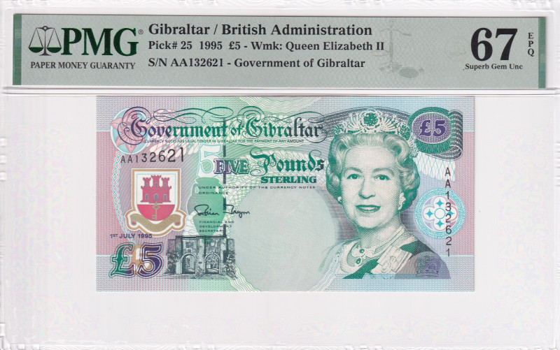 Gibraltar, 5 Pounds, 1995, UNC, p25

PMG 67 EPQ, High condition , Queen Elizab...