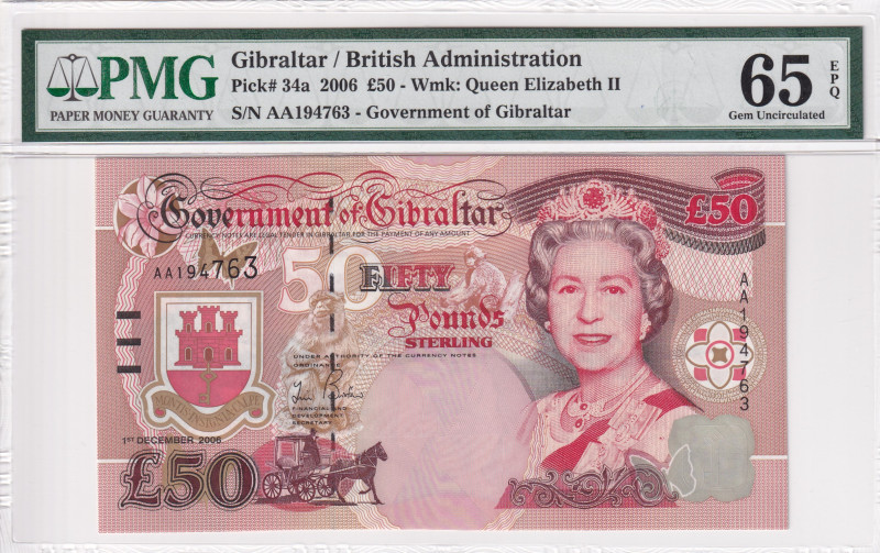 Gibraltar, 50 Pounds, 2006, UNC, p34a

PMG 65 EPQ, Queen Elizabeth II. Potrait...