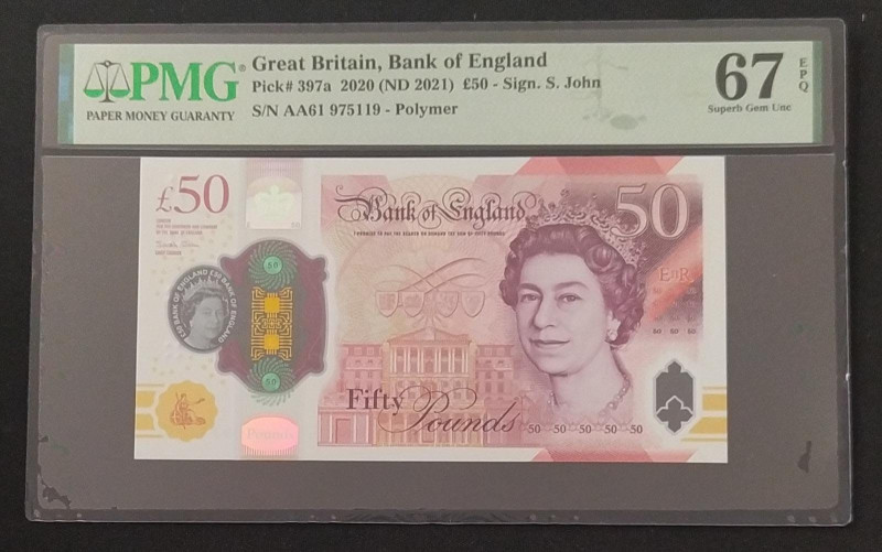 Great Britain, 50 Pounds, 2021, UNC, p397a

PMG 67 EPQ, High condition , Queen...