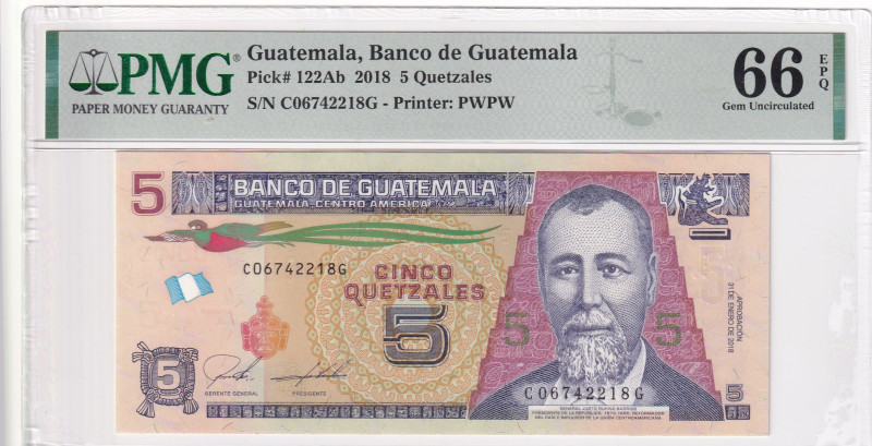 Guatemala, 5 Quetzales, 2018, UNC, p122Ab

PMG 66 EPQ

Estimate: USD 20-40