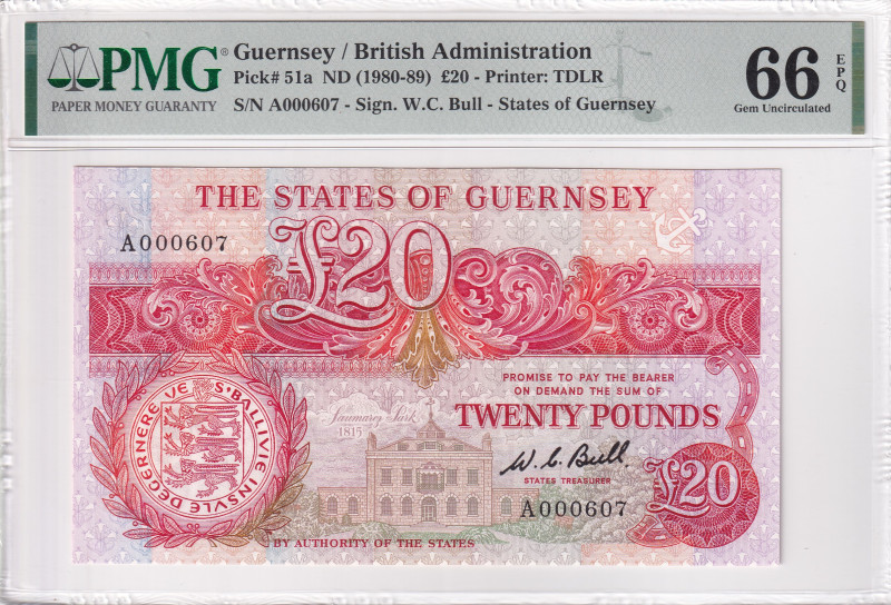 Guernsey, 20 Pounds, 1980/89, UNC, p51a

Estimate: USD 400-800