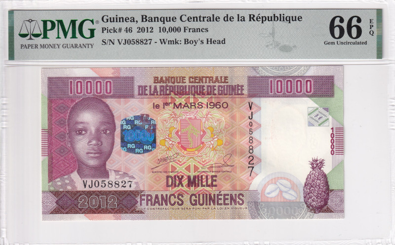 Guinea, 10.000 Francs, 2012, UNC, p46

PMG 66 EPQ

Estimate: USD 25-50