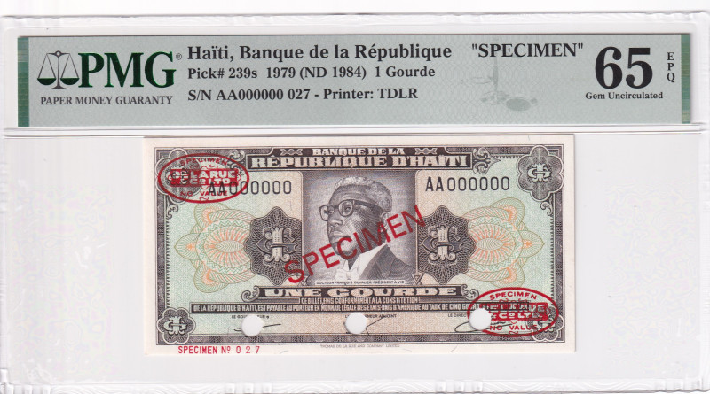 Haiti, 1 Gourde, 1979, UNC, p239s, SPECIMEN

PMG 65 EPQ

Estimate: USD 100-2...