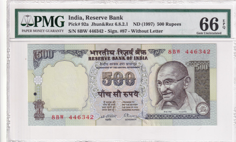 India, 500 Rupees, 1997, UNC, p92a

PMG 66 EPQ

Estimate: USD 25-50