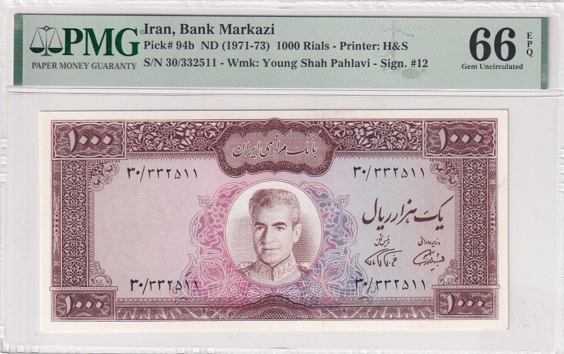 Iran, 1.000 Rials, 1971/1973, UNC, p94b

PMG 66 EPQ

Estimate: USD 50-100