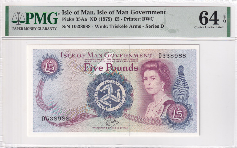 Isle of Man, 5 Pounds, 1979, UNC, p35Aa

PMG 64 EPQ, Queen Elizabeth II Portra...