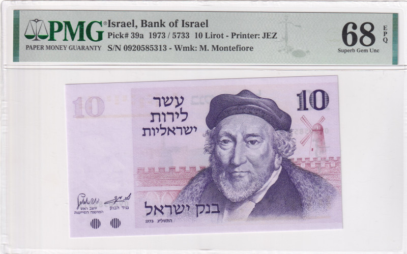 Israel, 10 Lirot, 1973, UNC, p39a

PMG 68 EPQ, High Condition 

Estimate: US...