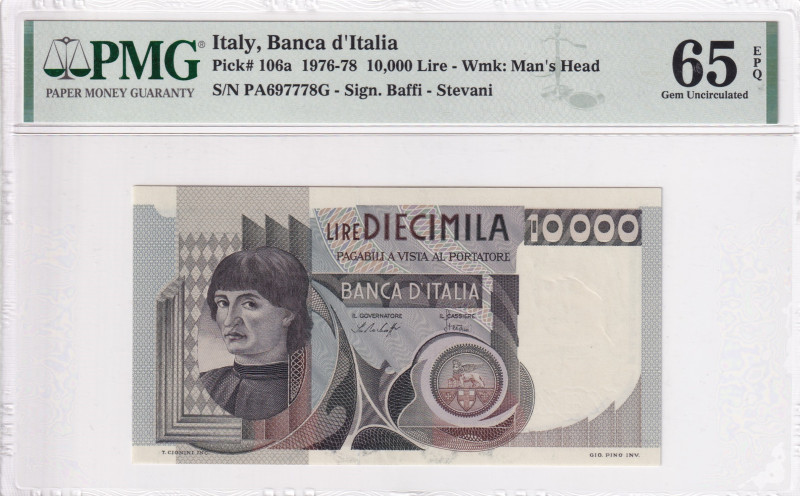 Italy, 10.000 Lire, 1976, UNC, p106a

PMG 65 EPQ

Estimate: USD 40-80