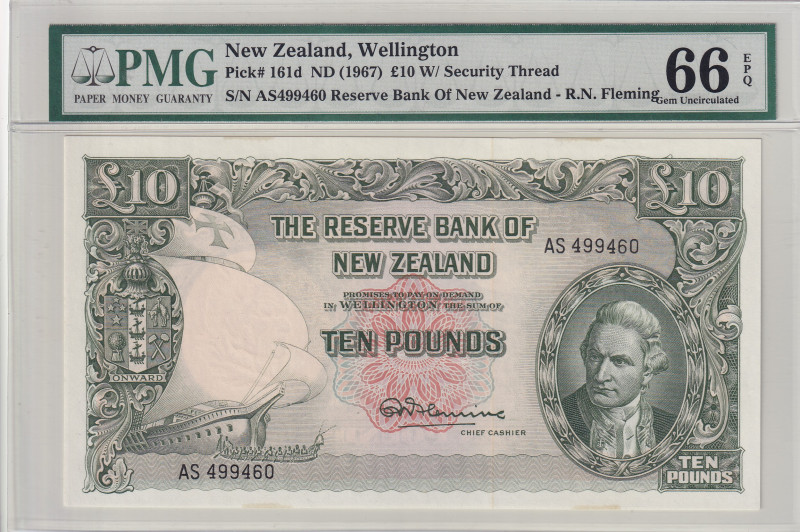 New Zealand, 10 Pounds, 1967, UNC, p161d

PMG 66 EPQ

Estimate: USD 300-600