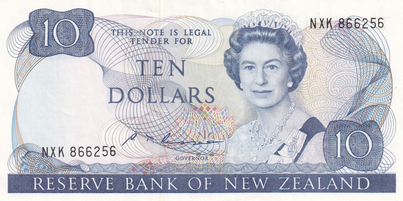 New Zealand, 10 Dollars, 1981/1992, UNC(-), p172b

Queen Elizabeth II Portrait...