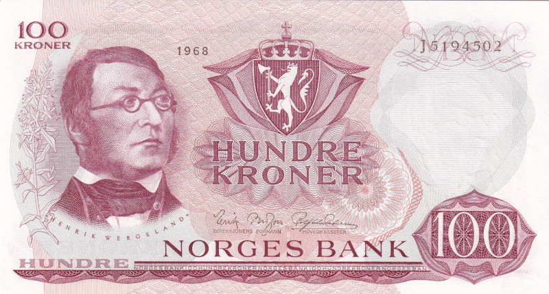 Norway, 100 Kroner, 1968, AUNC(+), p38b

Estimate: USD 75-150