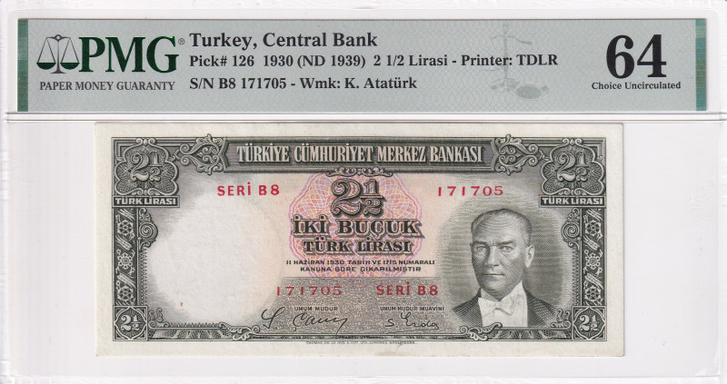 Turkey, 2 1/2 Lira, 1939, UNC, p126, 2.Emission

PMG 64

Estimate: USD 1.000...