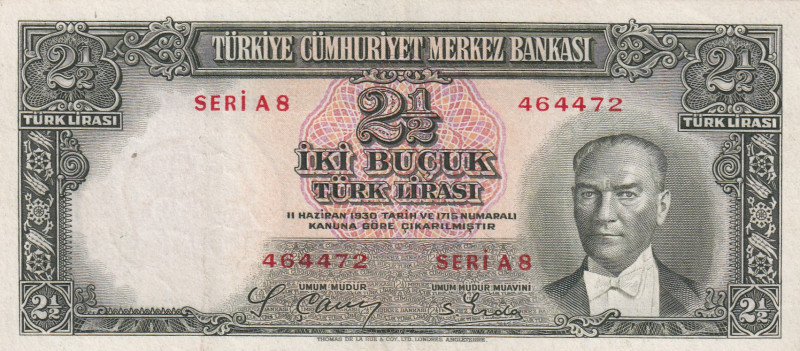 Turkey, 2 1/2 Lira, 1939, XF, p126, 2.Emission

Estimate: USD 150-300