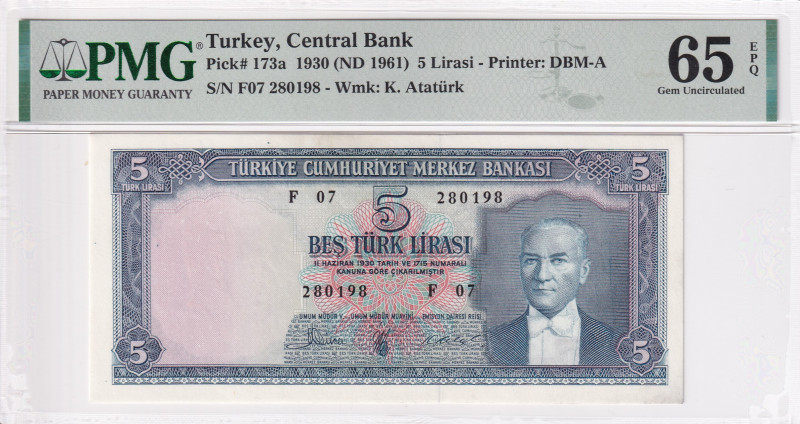 Turkey, 5 Lira, 1961, UNC, p173a, 5.Emission

PMG 65 EPQ

Estimate: USD 300-...