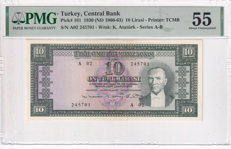 Turkey, 10 Lira, 1963, AUNC, p161, 5.Emission

PMG 55

Estimate: USD 100-200