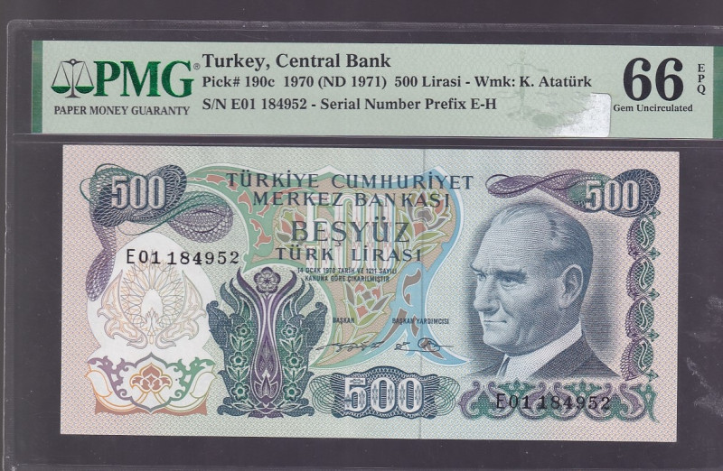 Turkey, 500 Lira, 1974, UNC, p190c, 6.Emission

PMG 66 EPQ, 3th highest rated ...