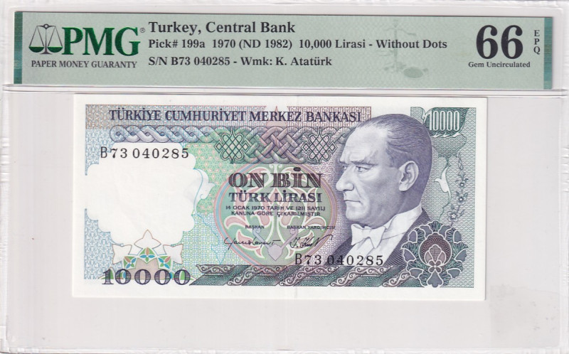 Turkey, 10.000 Lira, 1984, UNC, p199a, 7.Emission

PMG 66 EPQ, pointless

Es...