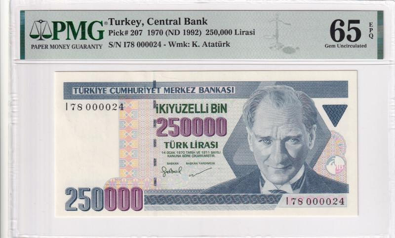 Turkey, 250.000 Lira, 1998, UNC, p211, 7.Emission

PMG 65 EPQ, Top 100 Serial ...