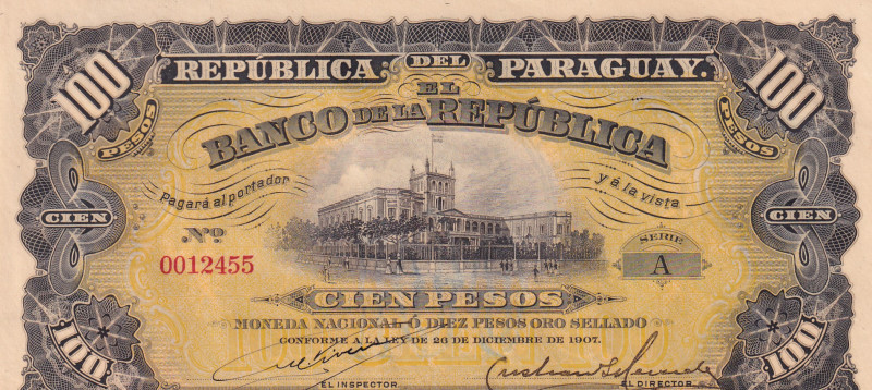 Paraguay, 100 Pesos, 1907, UNC, p159

Estimate: USD 30-60