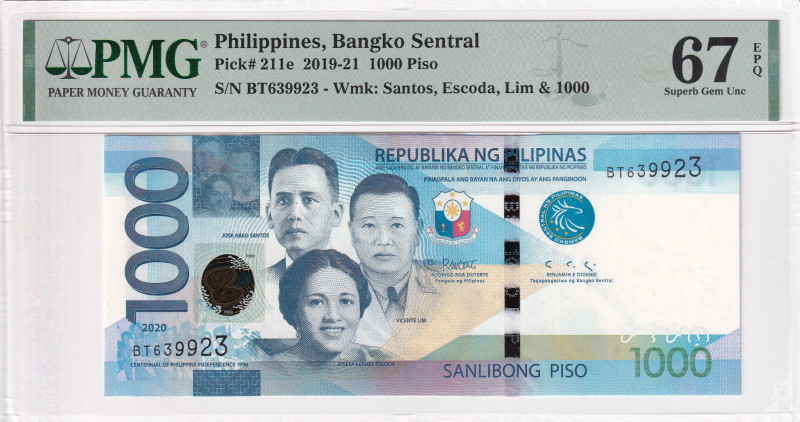 Philippines, 1.000 Piso, 2019/2021, UNC, p211e

PMG 67, High condition

Esti...