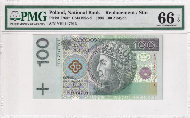 Poland, 100 Zlotych, 1994, UNC, p176ar, REPLACEMENT

PMG 66 EPQ

Estimate: U...