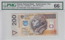 Poland, 200 Zlotych, 1994, UNC, p177ar, REPLACEMENT

PMG 66 EPQ

Estimate: USD 300-600